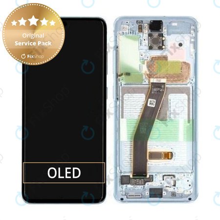 Samsung Galaxy S20 G980F - LCD Displej + Dotykové Sklo + Rám (Cloud Blue) - GH82-22123D, GH82-22131D Genuine Service Pack